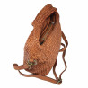 Woven leather bag with shoulder strap