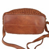 Woven leather bag with shoulder strap