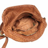 Woven leather bag with shoulder strap