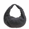 Woven leather moon bag with shoulder strap