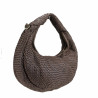 Woven leather moon bag with shoulder strap