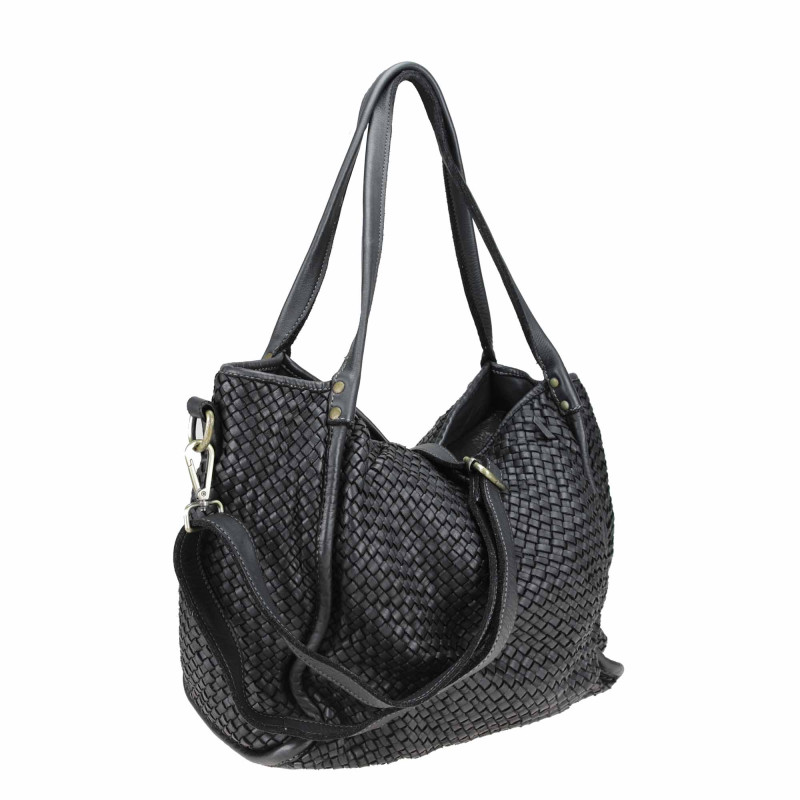 Bolso tote de piel tejida