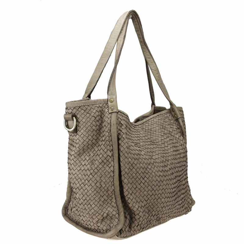 Bolso tote de piel tejida