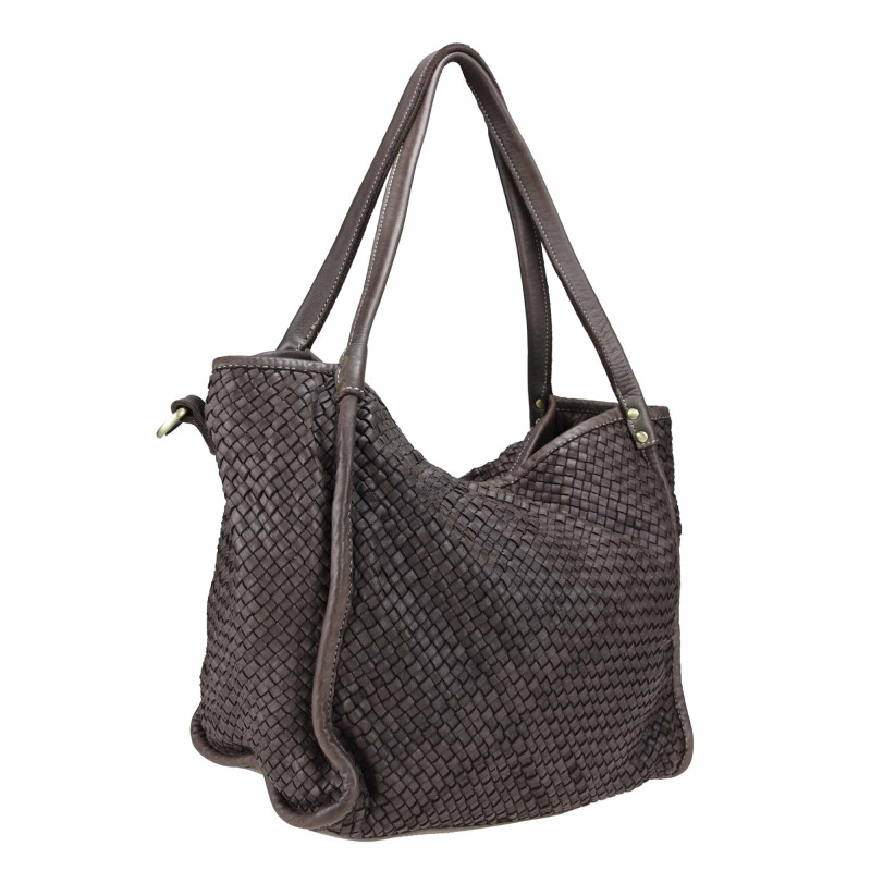 Bolso tote de piel tejida