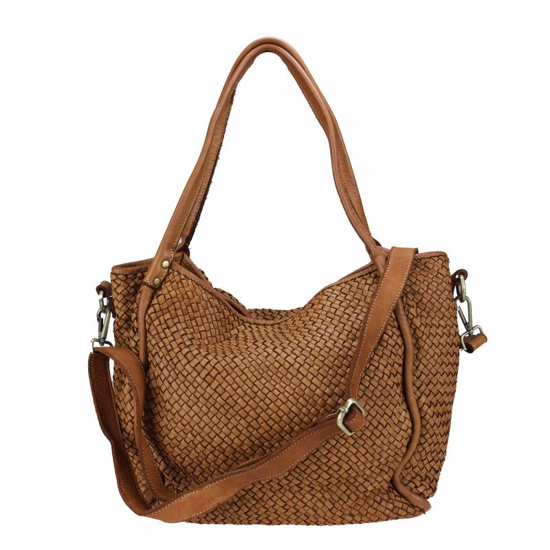 Bolso tote de piel tejida