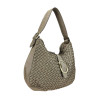 Woven leather bag with buckle