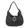 Woven leather bag with buckle