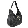 Woven leather bag with buckle