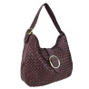 Woven leather bag with buckle