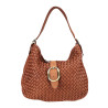 Woven leather bag with buckle