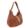 Woven leather bag with buckle