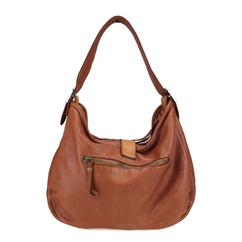 Woven leather bag with buckle