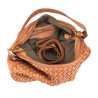 Woven leather bag with buckle