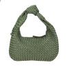 Woven leather bag with knot