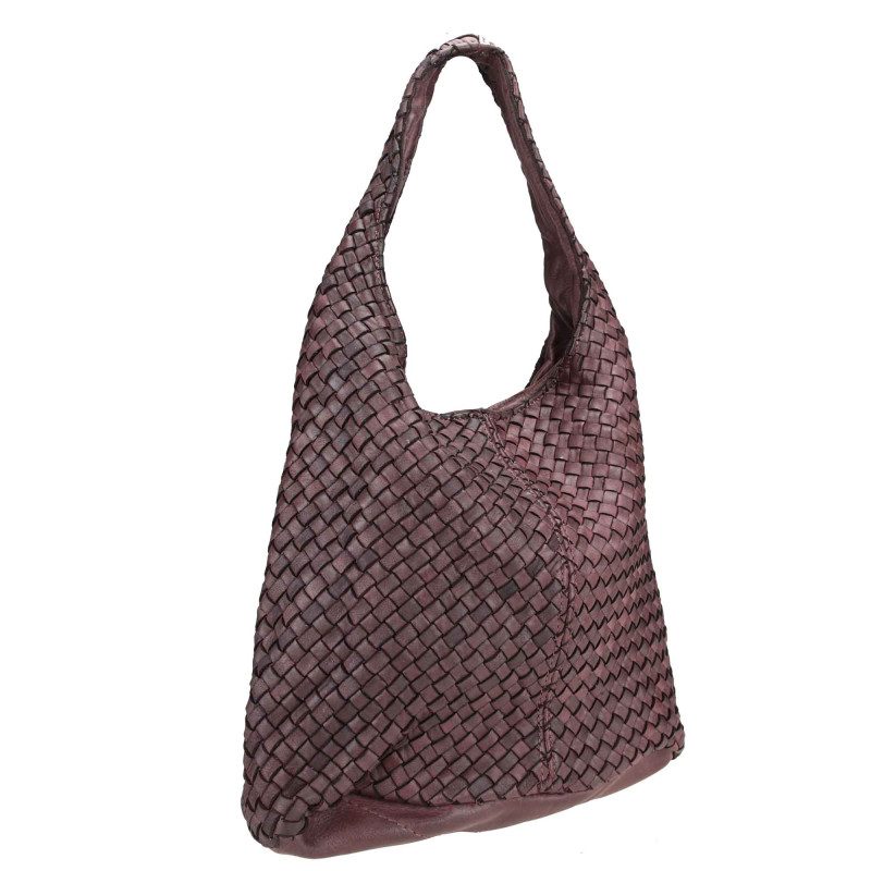 Bolso de hombro en suave piel tejida