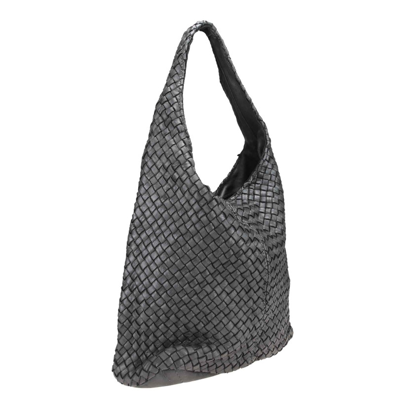 Bolso de hombro en suave piel tejida