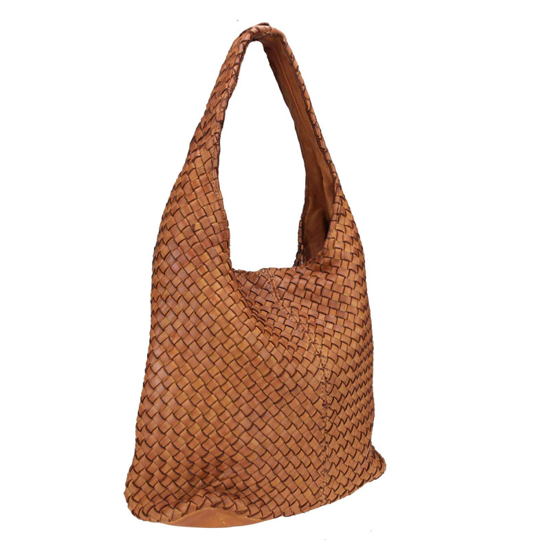 Soft woven leather shoulder bag