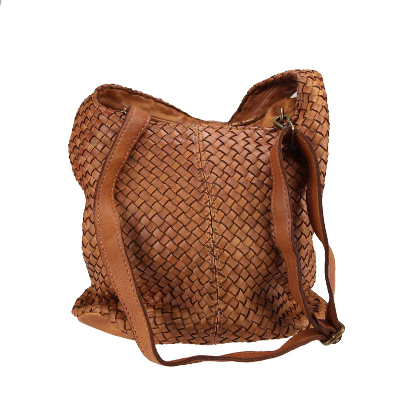 Soft woven leather shoulder bag