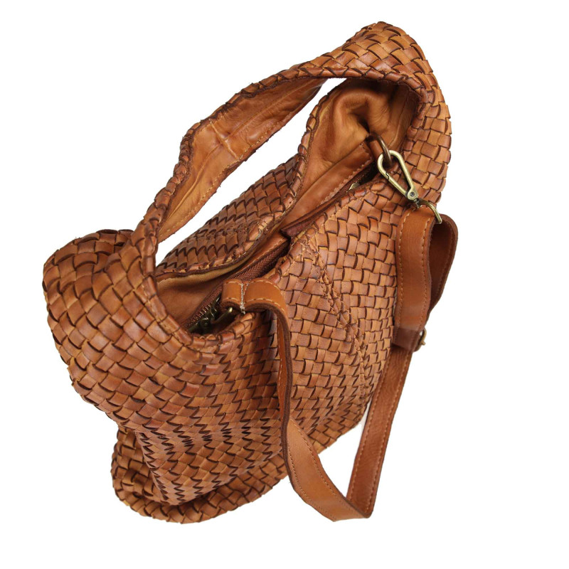 Soft woven leather shoulder bag