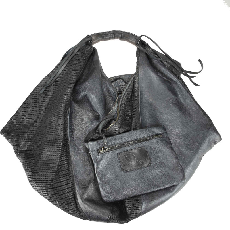 Bat bag in hand-buffered soft leather