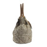 Short shoulder bag in woven leather with worked handle