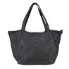 Woven leather shoulder bag with shoulder strap