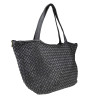 Woven leather shoulder bag with shoulder strap