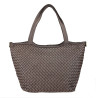 Woven leather shoulder bag with shoulder strap