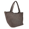 Woven leather shoulder bag with shoulder strap