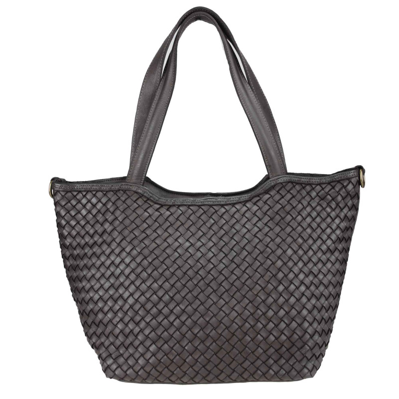 Woven leather shoulder bag...