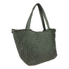 Woven leather shoulder bag with shoulder strap