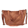 Woven leather shoulder bag with shoulder strap