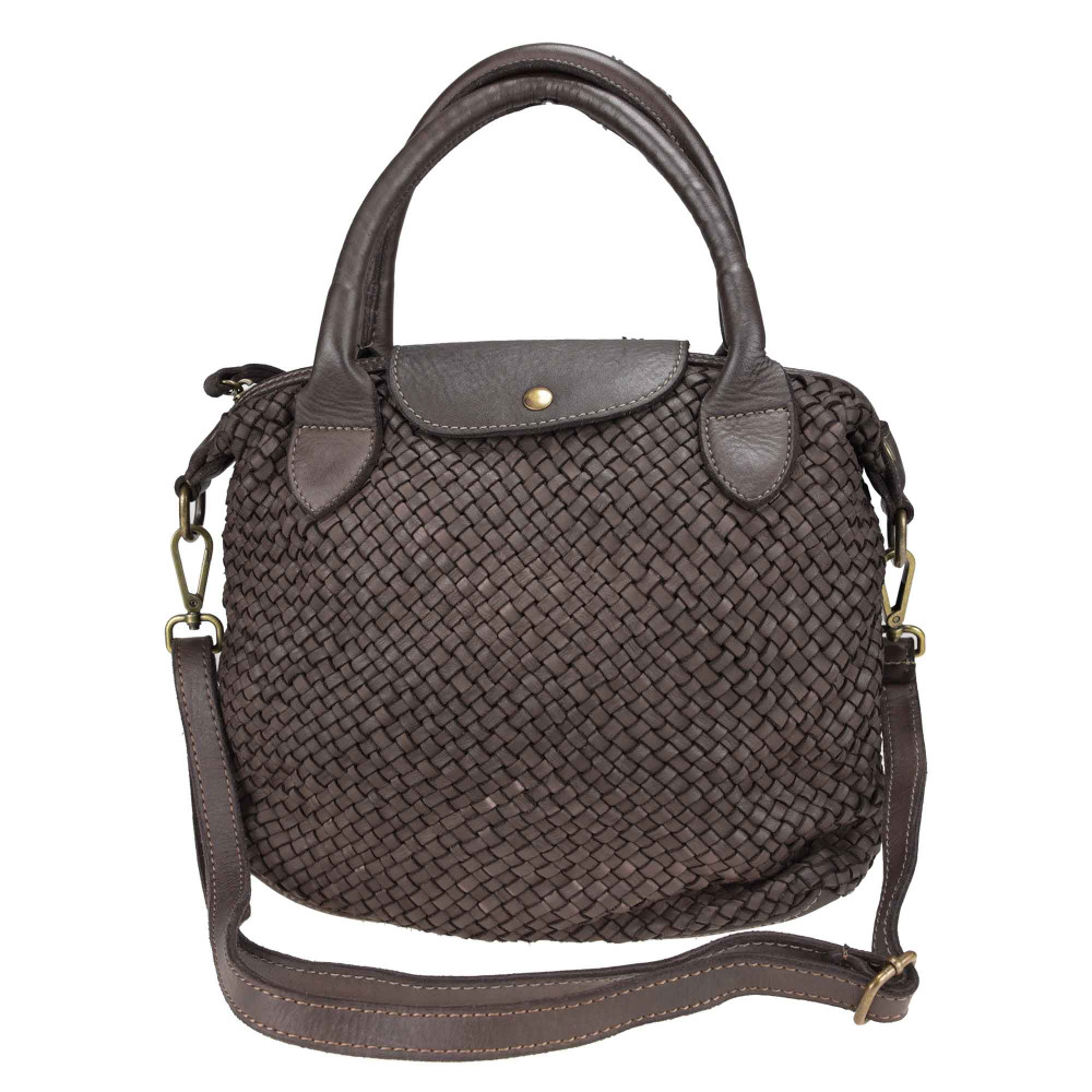 Bolso Boston de piel trenzada efecto vintage