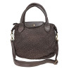 Vintage effect woven leather satchel bag