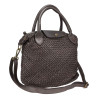 Vintage effect woven leather satchel bag