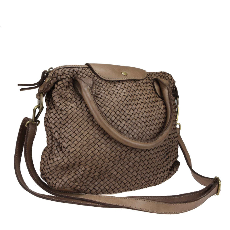 Bolso Boston de piel trenzada efecto vintage