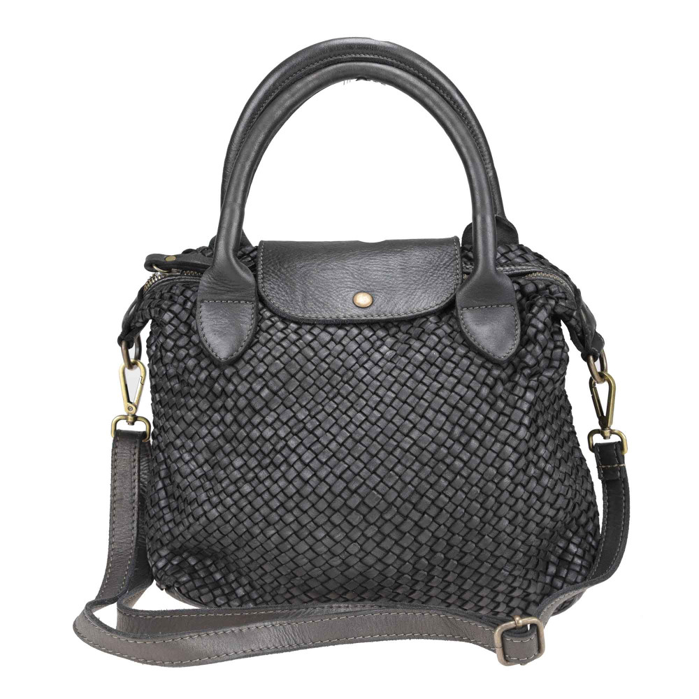 Bolso Boston de piel trenzada efecto vintage