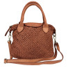 Vintage effect woven leather satchel bag