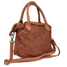 Vintage effect woven leather satchel bag