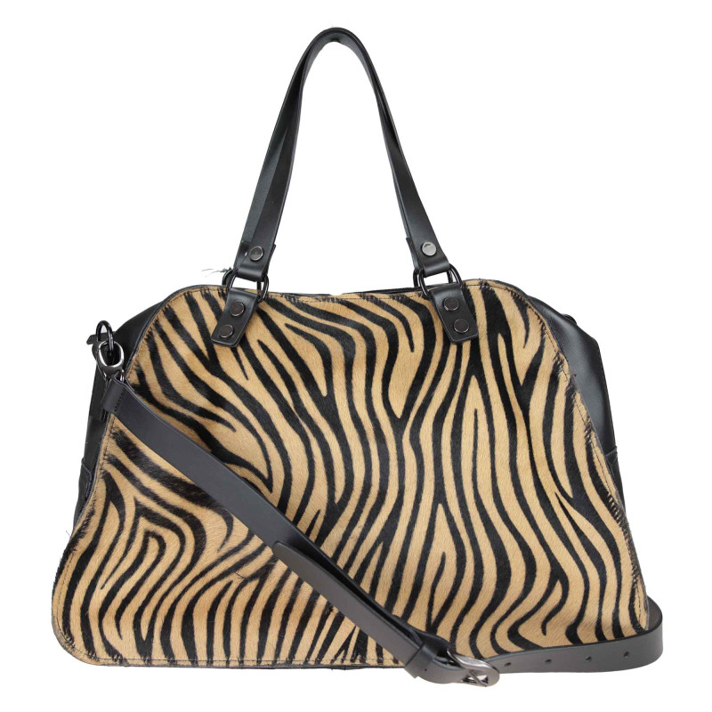 Bolso tote de piel lisa con decoración de poni