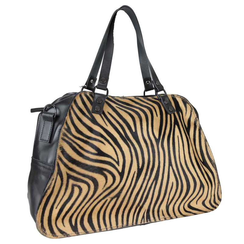 Bolso tote de piel lisa con decoración de poni