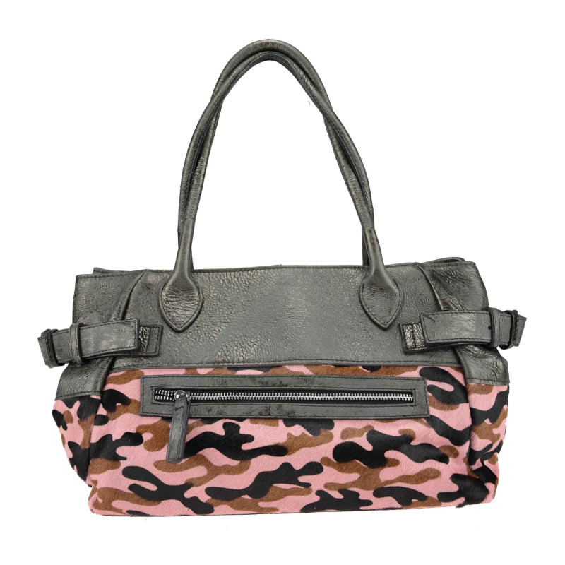 Bolso bowling de piel con adorno de poni