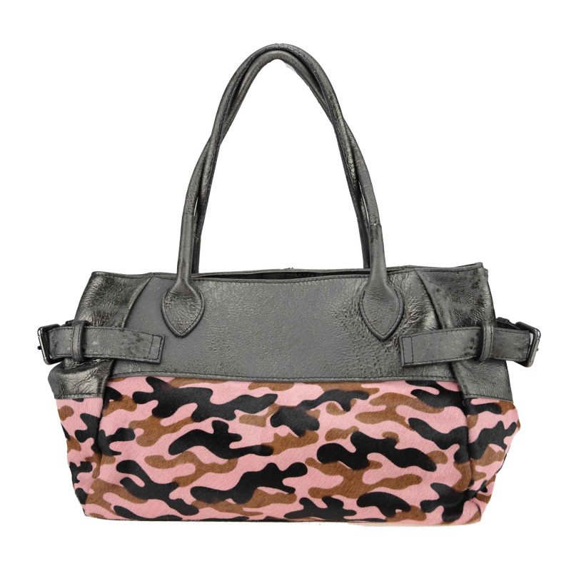 Bolso bowling de piel con adorno de poni