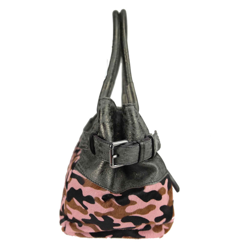 Bolso bowling de piel con adorno de poni