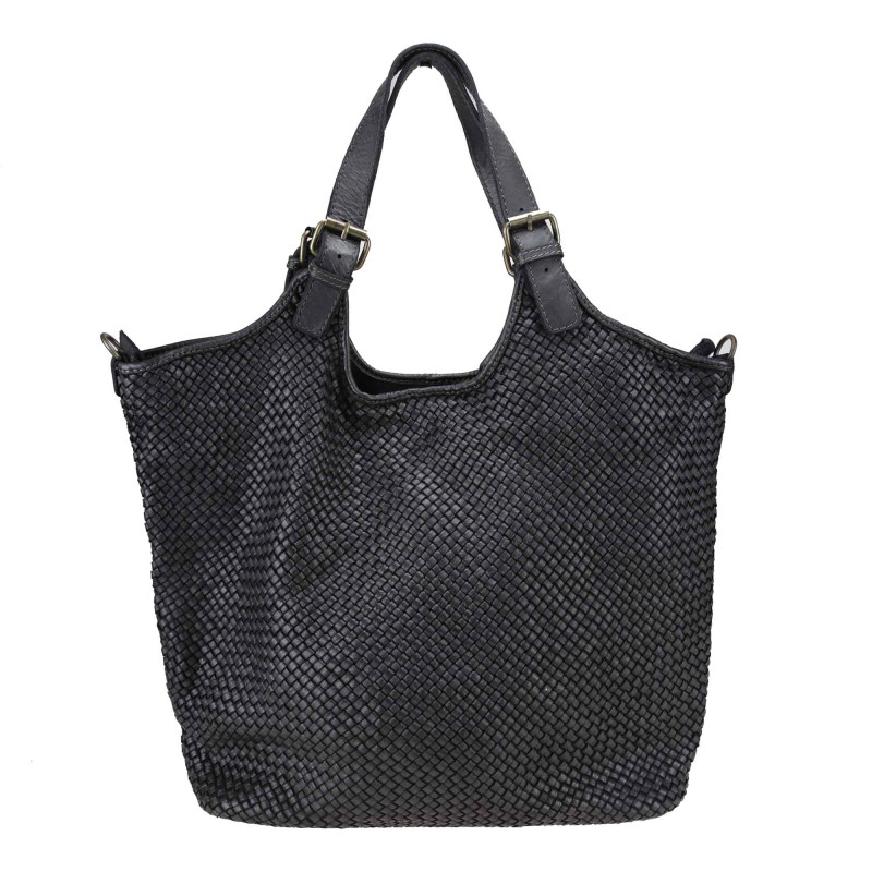 Woven leather Tote bag with shoulder strap