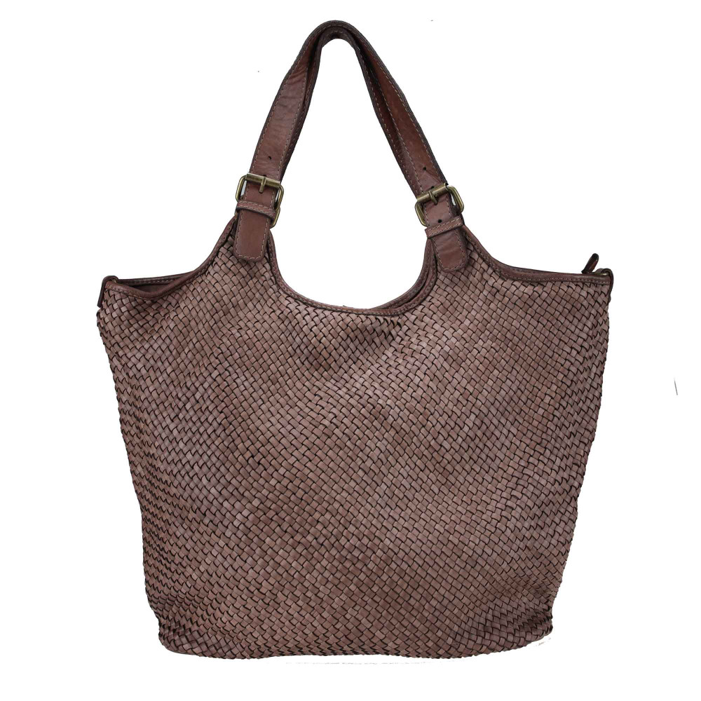 Woven leather Tote bag with shoulder strap