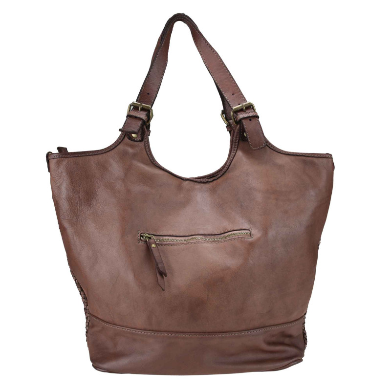 Woven leather Tote bag with shoulder strap