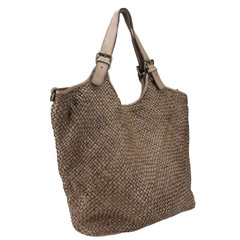 Sac Tote en cuir tressé avec bandoulière