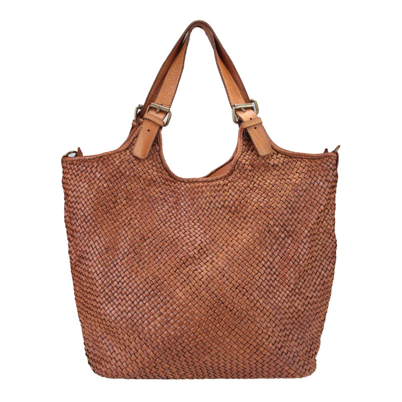 Woven leather Tote bag with shoulder strap