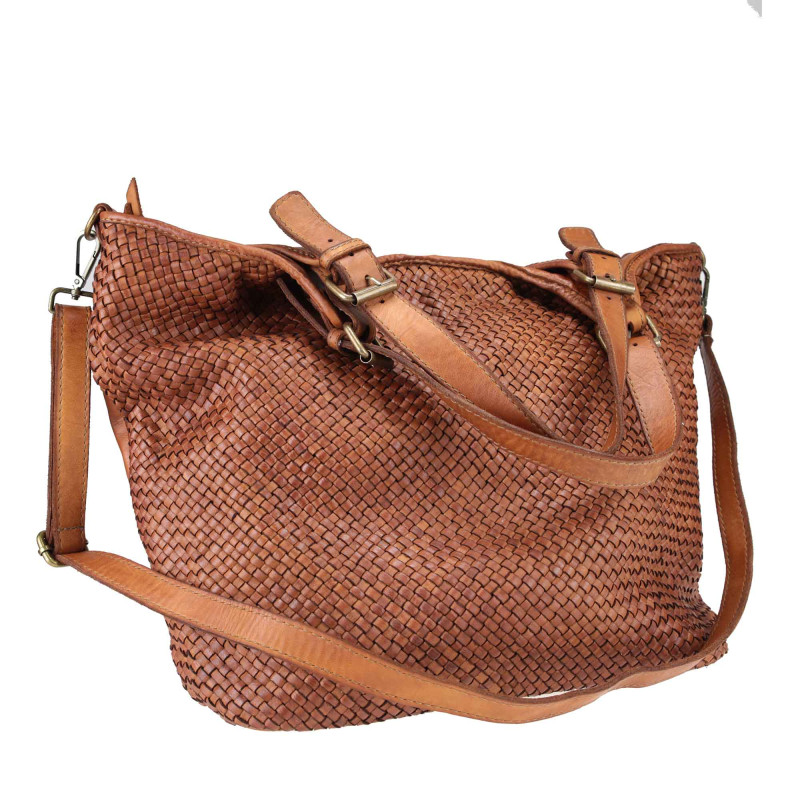 Sac Tote en cuir tressé avec bandoulière